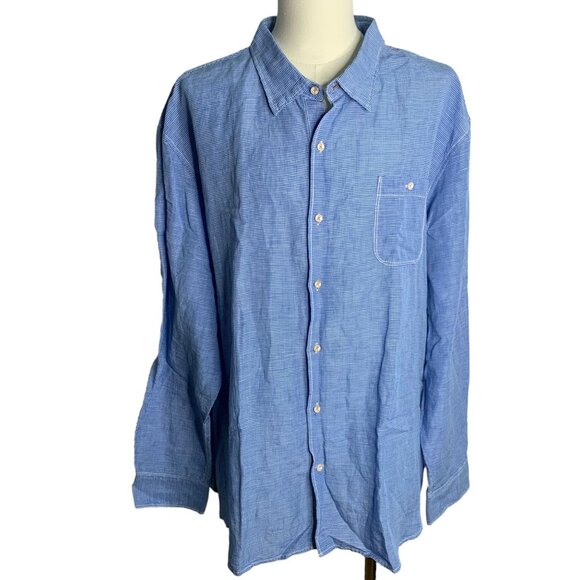 Tommy Bahama Mens Blue Button-Up Shirt Long Sleeve 3XL Linen Tencel Blend - Picture 1 of 6